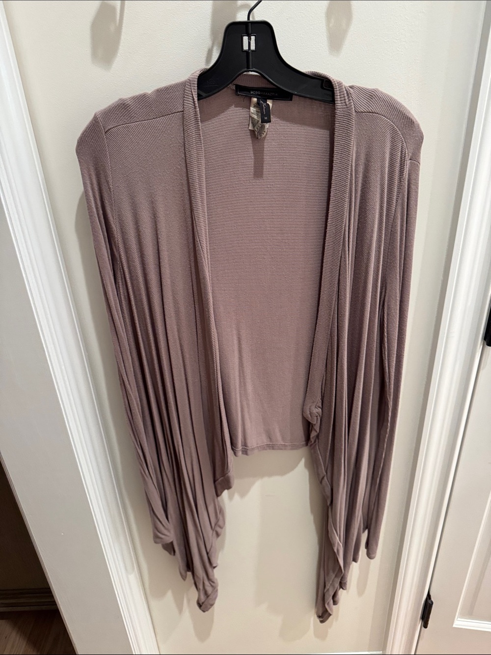 Women's Draped Open Front Cardigan - taupe
